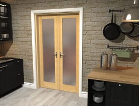 Oak Obscure Glazed French Door Set 1580mm(W) x 2021mm(H)