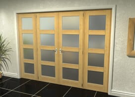 Oak 4 Light Frosted French Door Set 2072mm(w) X 2021mm(h) Image