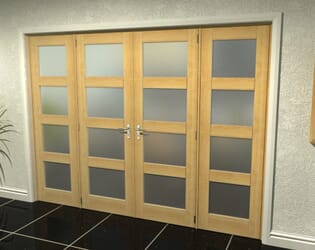 Oak 4 Light Frosted French Door Set 2076mm(W) x 2021mm(H)