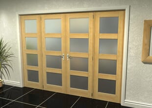 4l Frosted Oak French Door Set - 27" Pair + 2 X 18" Sidelights Image