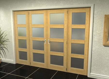 Oak 4 Light Frosted French Door Set 2684mm(W) x 2021mm(H)