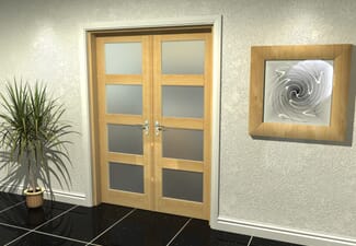 4L Frosted Oak French Door Set  - 27" Pair