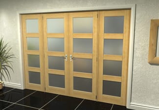 4L Frosted Oak French Door Set - 30" Pair + 2 x 21" Sidelights