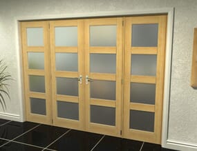Oak 4 Light Frosted French Door Set 2836mm(W) x 2021mm(H)