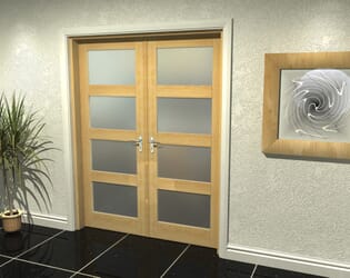 4L Frosted Oak French Door Set  - 30" Pair