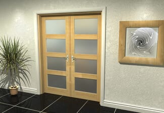 4L Frosted Oak French Door Set  - 30" Pair