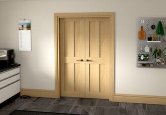 1276x2021x133mm Victorian Shaker 4 Panel Oak French Door Set