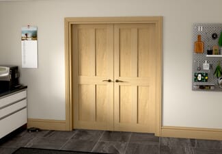 1580x2021x133mm Victorian Shaker 4 Panel Oak French Door Set