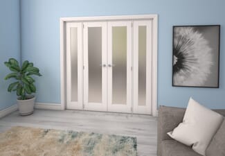 Obscure White French Door Set - 21" Pair + 2 x 16.5" Sidelights