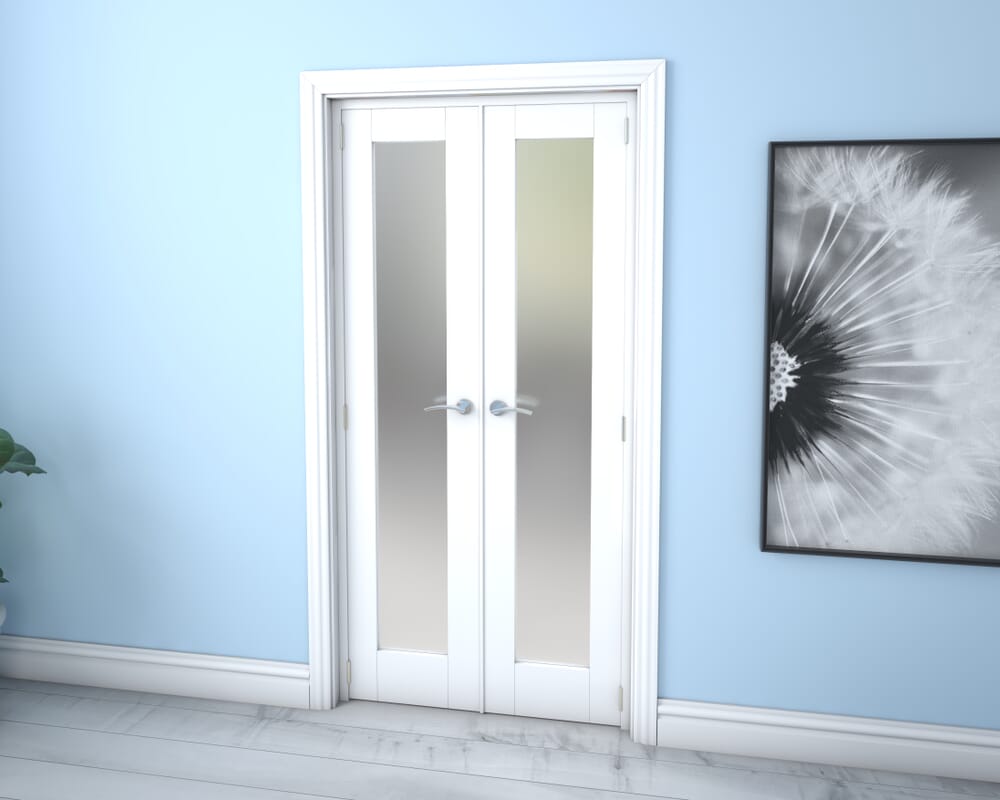 White Obscure Glazed French Door Set 1122mm(W) x 2021mm(H)