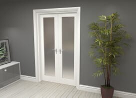 White Obscure Glazed French Door Set 1122mm(w) X 2021mm(h) Image