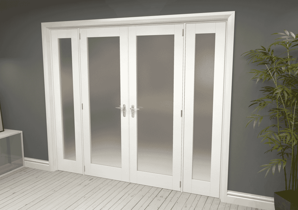 2021x2000x133mm White Obscure Glazed French Door Set 2000mm(w) X 2021mm(h)