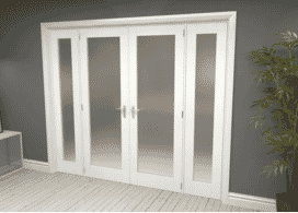 White Obscure Glazed French Door Set 2076mm(w) X 2021mm(h) Image