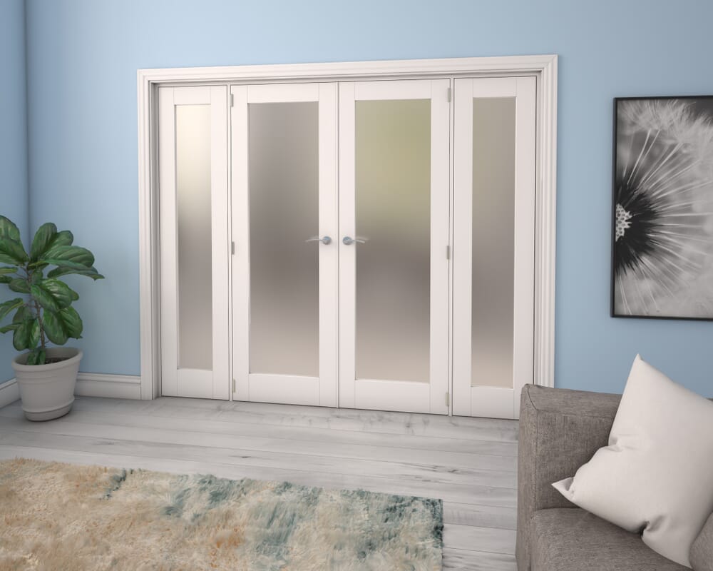 White Obscure Glazed French Door Set 2074mm(W) x 2021mm(H)