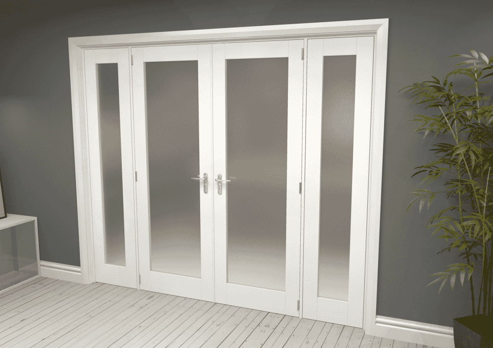 2092x2031 Glazed White Primed Internal French Doors With Frame Set   IFWP1LF 610 381 