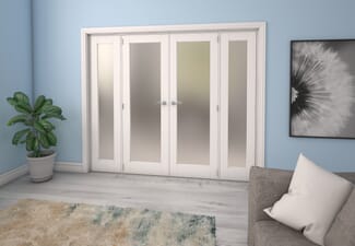 Obscure White French Door Set - 24" Pair + 2 x 16.5" Sidelights