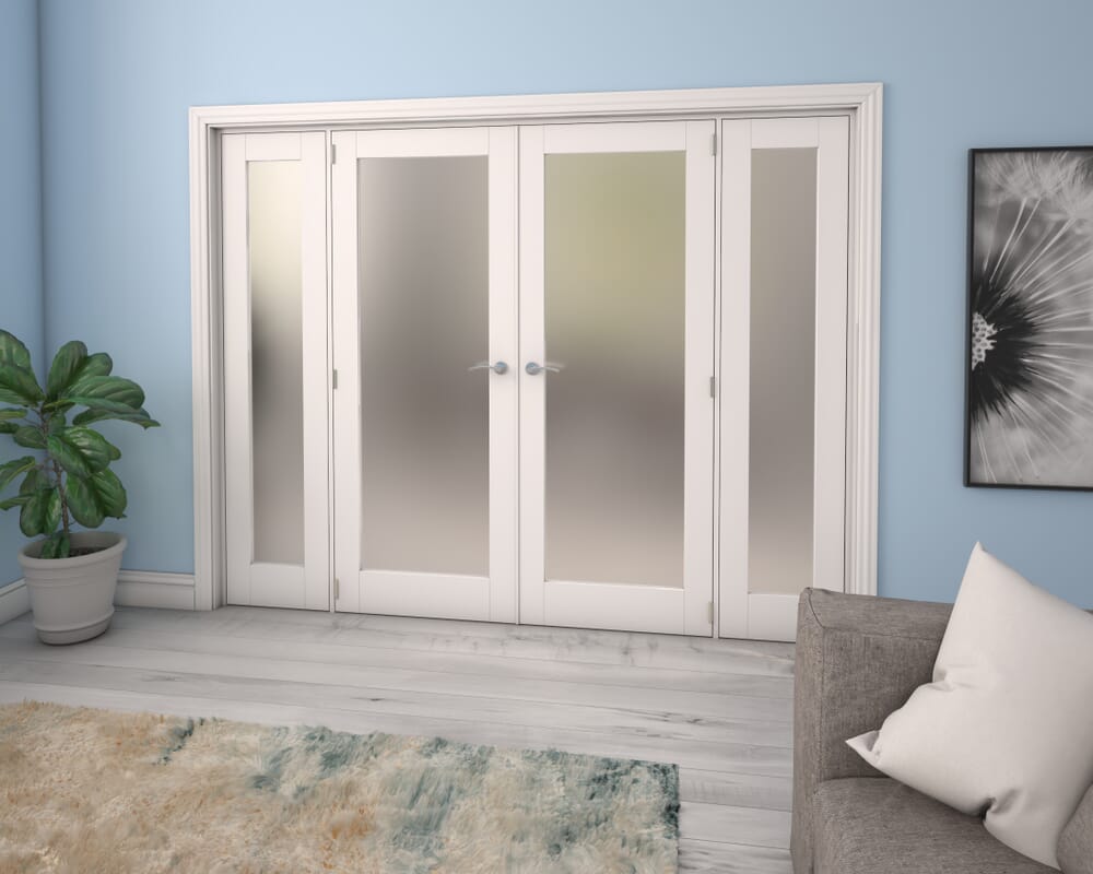 White Obscure Glazed French Door Set 2226mm(W) x 2021mm(H)