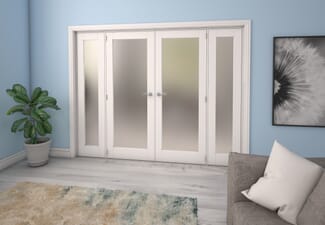 Obscure White French Door Set - 27" Pair + 2 x 16.5" Sidelights