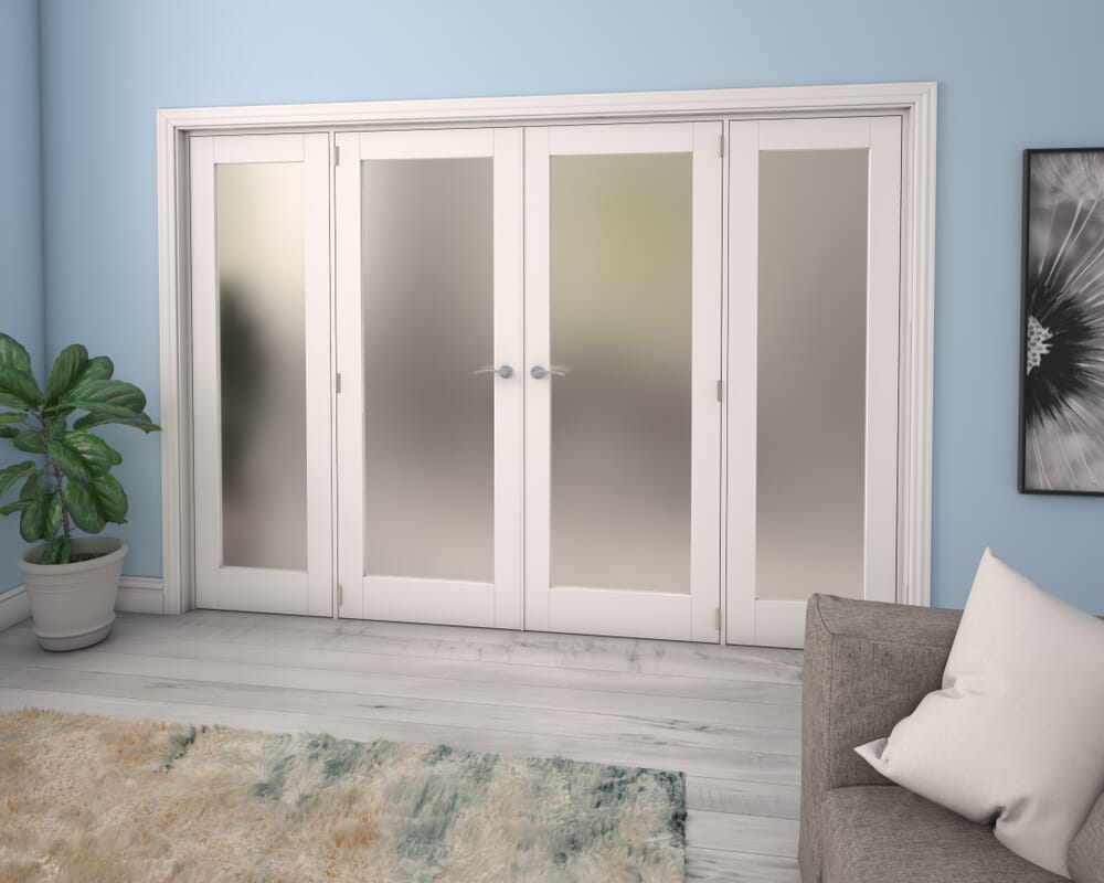 White Obscure Glazed French Door Set 2530mm(W) x 2021mm(H)