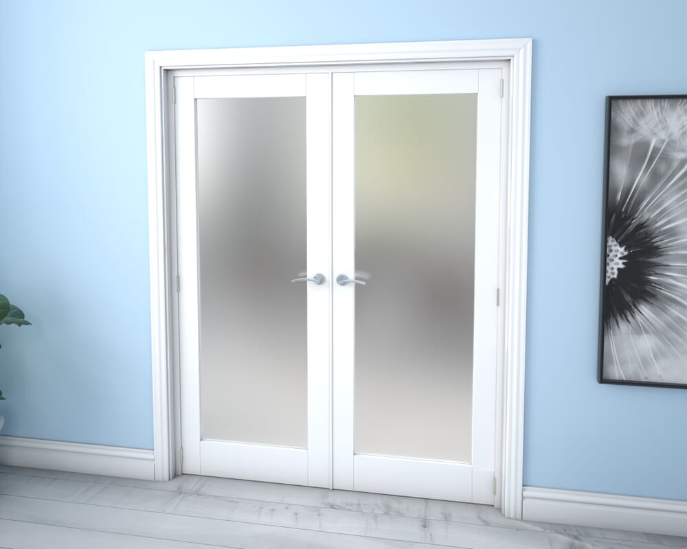 White Obscure Glazed French Door Set 1426mm(W) x 2021mm(H)