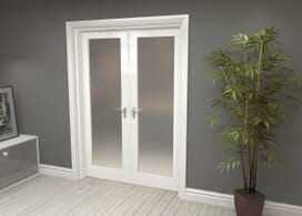 White Obscure Glazed French Door Set 1426mm(w) X 2021mm(h) Image