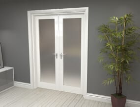 White Obscure Glazed French Door Set 1426mm(W) x 2021mm(H)
