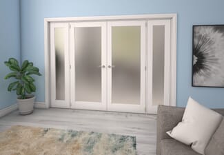 Obscure White French Door Set - 30" Pair + 2 x 15" Sidelights