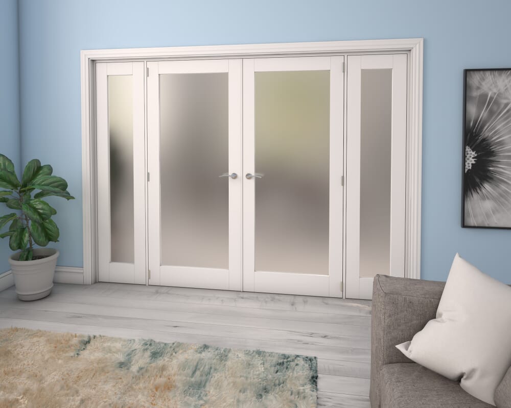 White Obscure Glazed French Door Set 2454mm(W) x 2021mm(H)