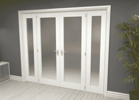 White Obscure Glazed French Door Set 2454mm(W) x 2021mm(H)
