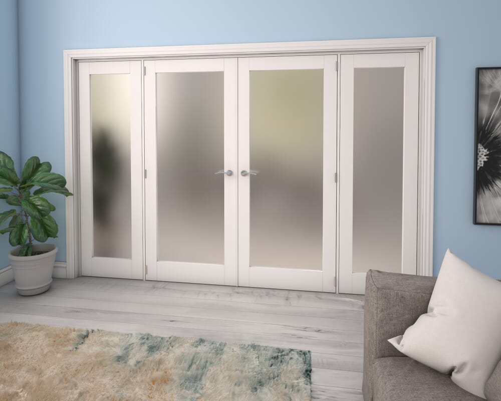 White Obscure Glazed French Door Set 2762mm(W) x 2021mm(H)