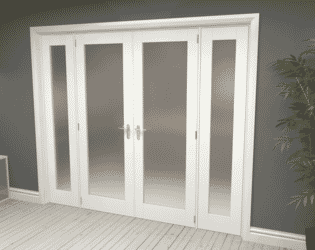 Obscure White French Door Set - 30" Pair + 2 x 24" Sidelights