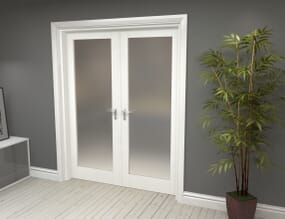 White Obscure Glazed French Door Set 1580mm(W) x 2021mm(H)
