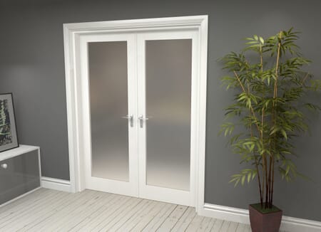 White Obscure Glazed French Door Set 1580mm(W) x 2021mm(H)