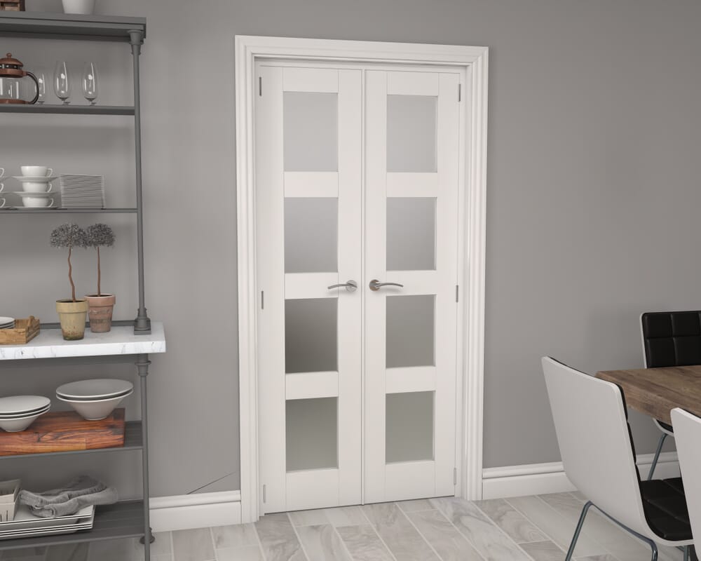 White 4L Frosted French Door Set 1122mm(W) x 2021mm(H)