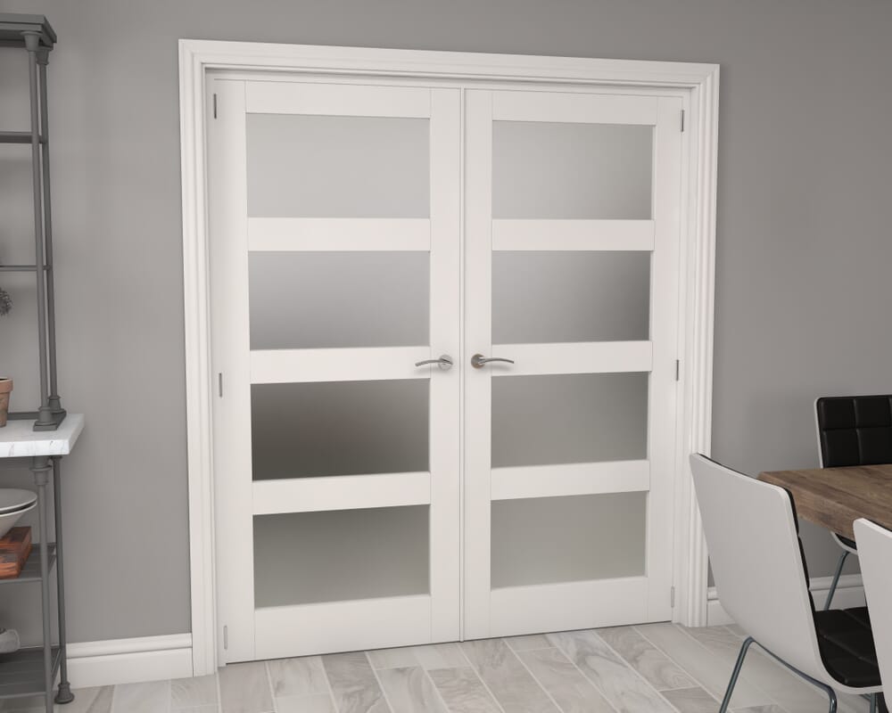 White 4L Frosted French Door Set 1580mm(W) x 2021mm(H)
