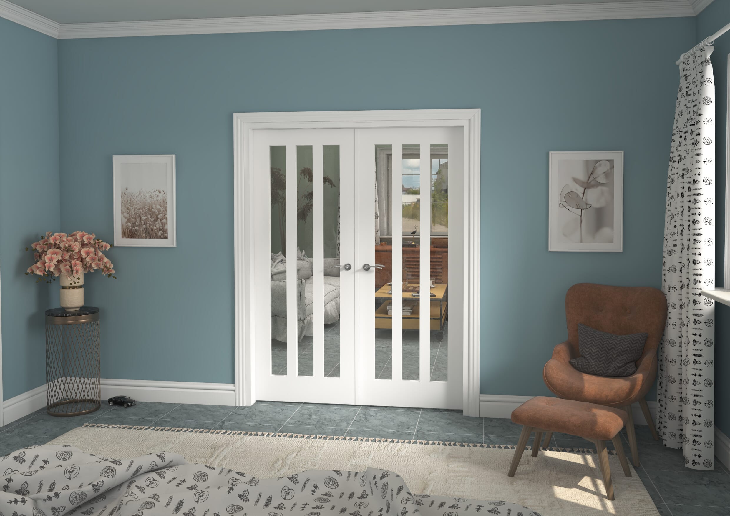 1580x2021x133mm Aston White Clear Glazed French Door Set