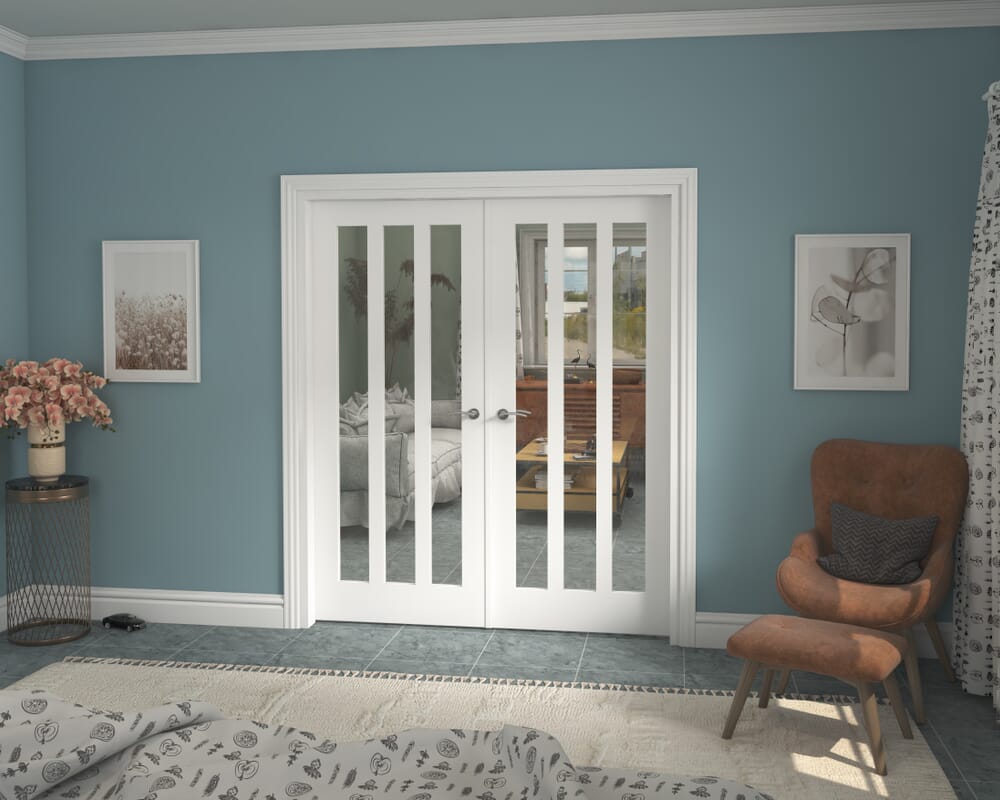 1732x2021x133mm Aston White Clear Glazed French Door Set
