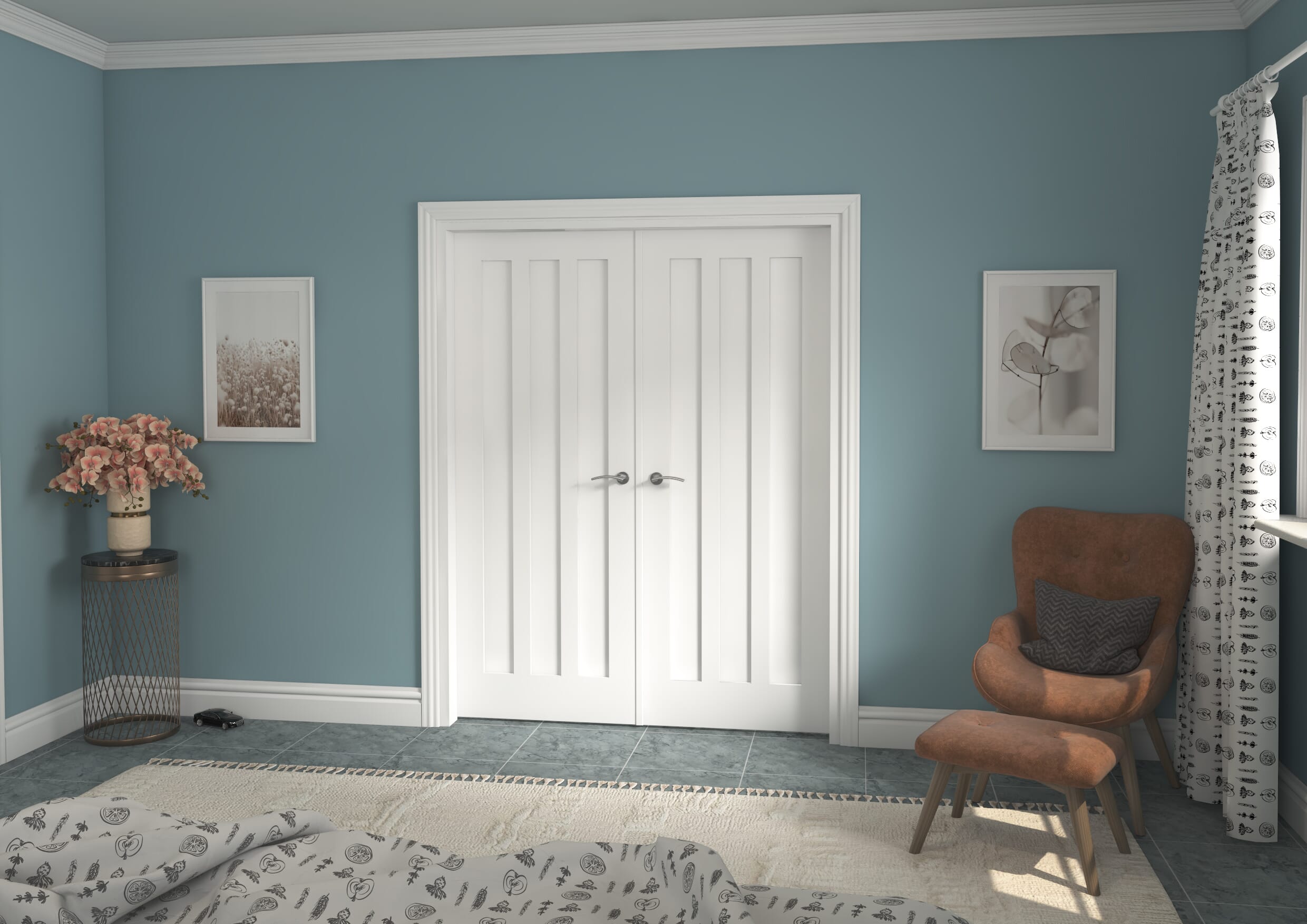 1580x2021x133mm Aston White French Door Set Image