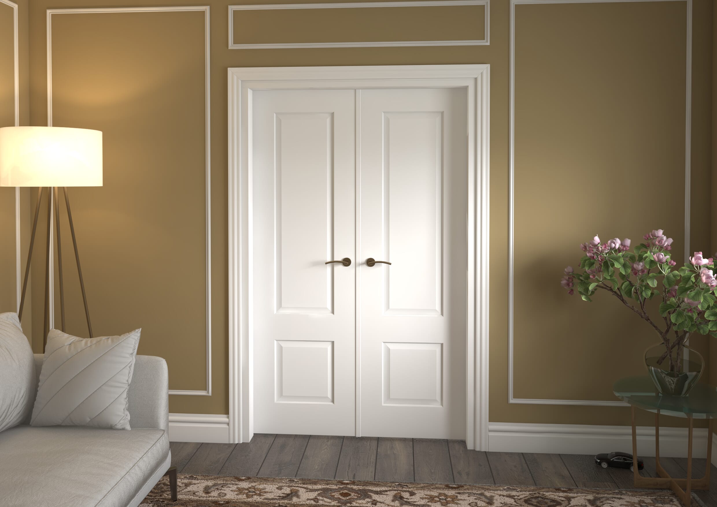 1276x2021x133mm Grange White French Door Set