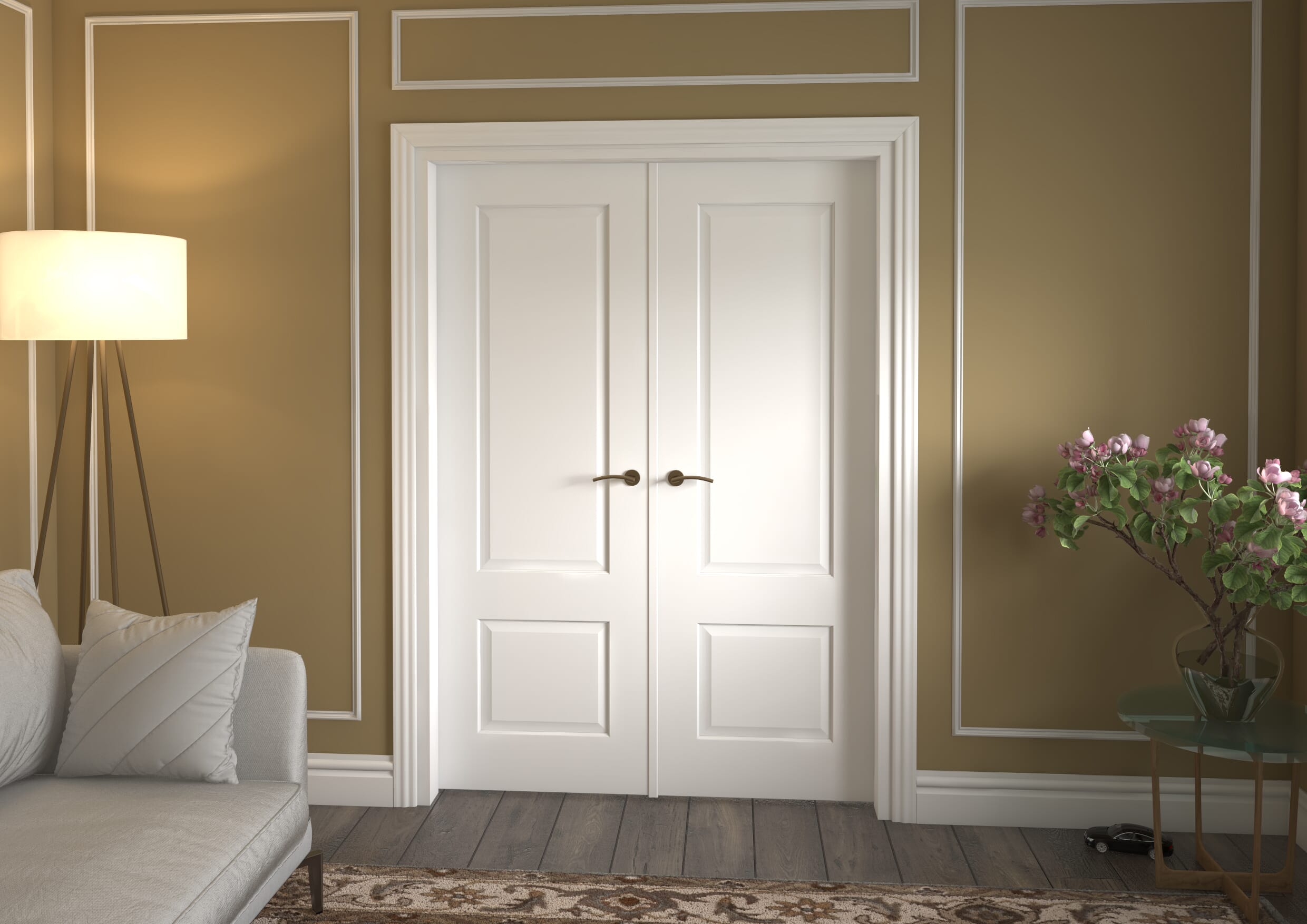 1426x2021x133mm Grange White French Door Set