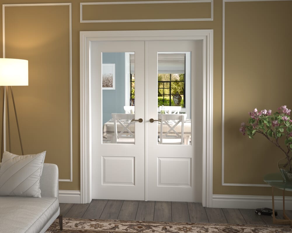 1426x2021x133mm Grange White Clear Glazed French Door Set