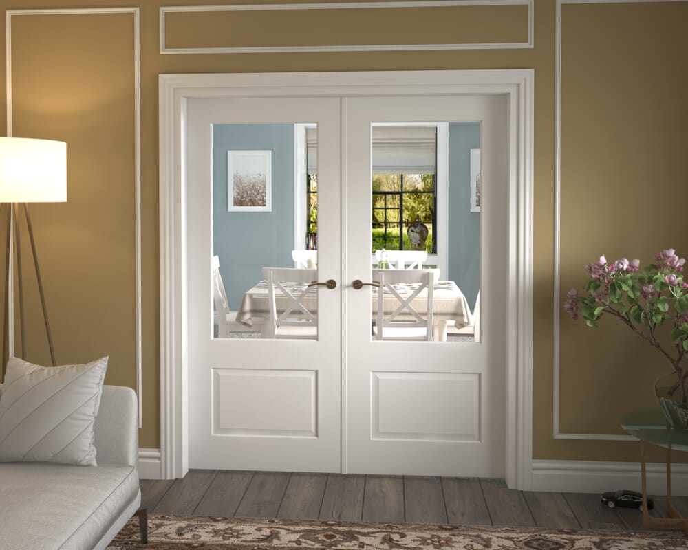 1732x2021x133mm Grange White Clear Glazed French Door Set