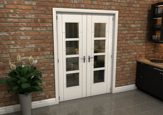 White Iseo 4L French Door Set 1426mm(W) x 2021mm(H)