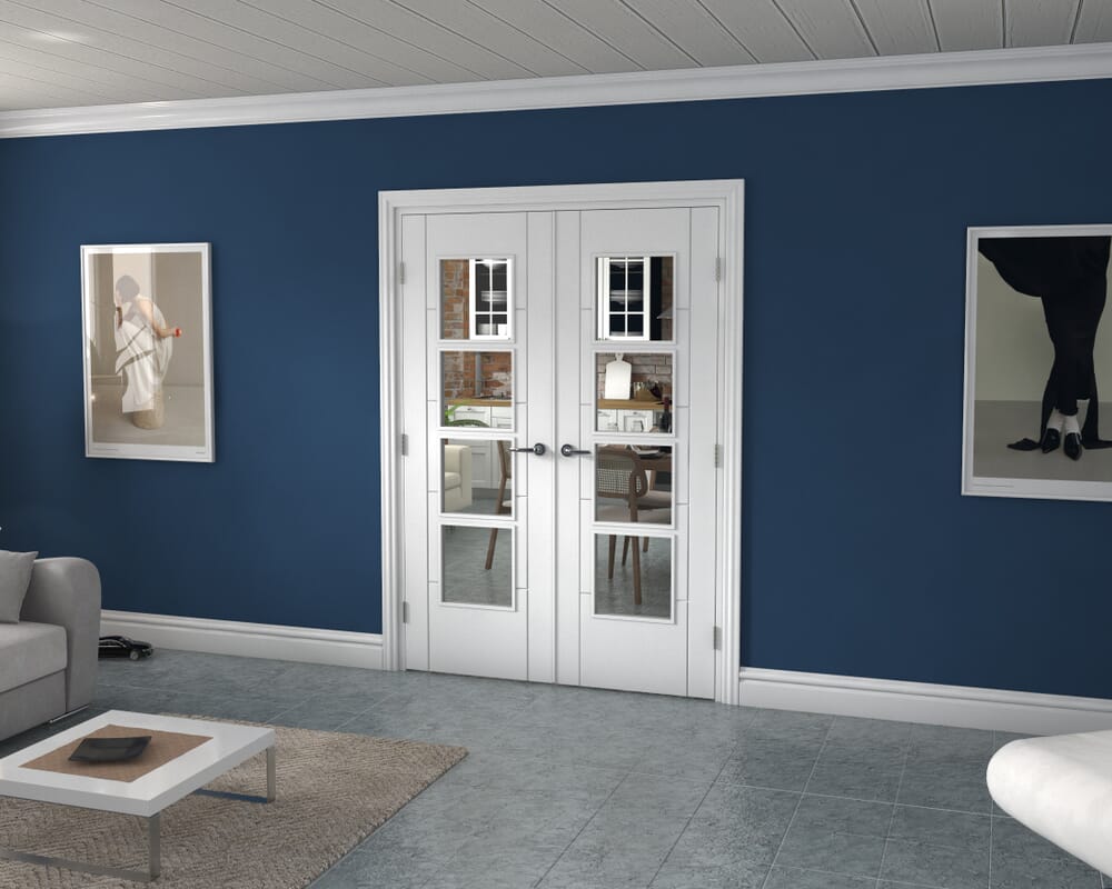 White Iseo 4L French Door Set 1478mm(W) x 2021mm(H)