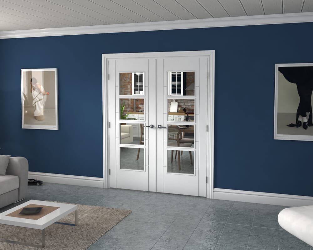White Iseo 4L French Door Set 1580mm(W) x 2021mm(H)