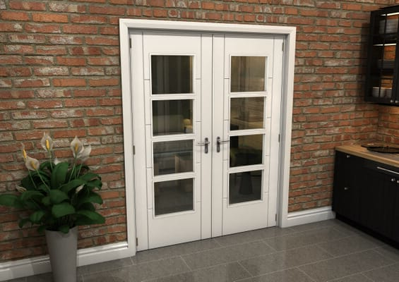 White Iseo 4L French Door Set 1580mm(W) x 2021mm(H)