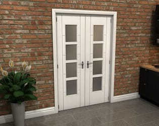 White Iseo 4L Obscure Glazed French Door Set 1276mm(W) x 2021mm(H)