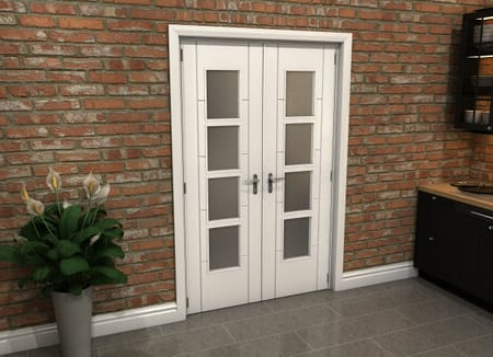 White Iseo 4L Obscure Glazed French Door Set 1276mm(W) x 2021mm(H)