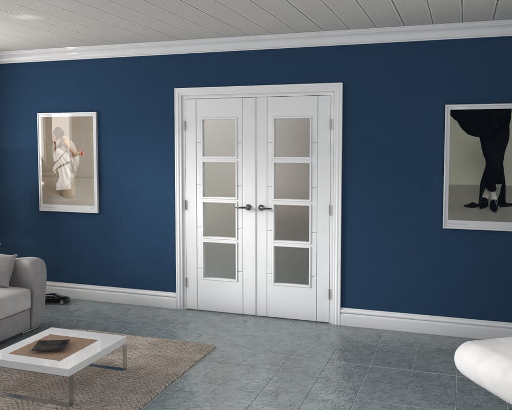 White Iseo 4L Obscure Glazed French Door Set 1426mm(W) x 2021mm(H)