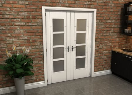 White Iseo 4L Obscure Glazed French Door Set 1426mm(W) x 2021mm(H)